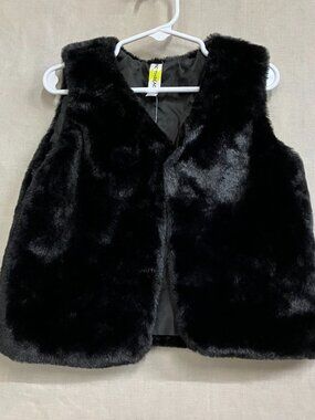 Epic Threads Faux-Fur Vest Toddler Girls Size 4T Deep Black Solid Sleeveless